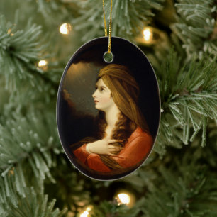 Launische Himmelslicht-Lady Rote Turban-Kunst Keramik Ornament