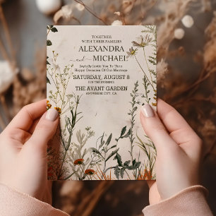 Launische Hochzeit auf einer Wildblumenwiese Einladung