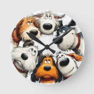 Launische Hunde-Wanduhr Runde Wanduhr
