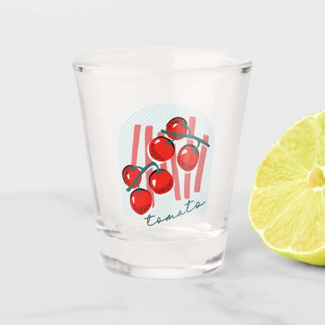 Launische Italien Tomaten Muster Schnapsglas (Vorderseite)