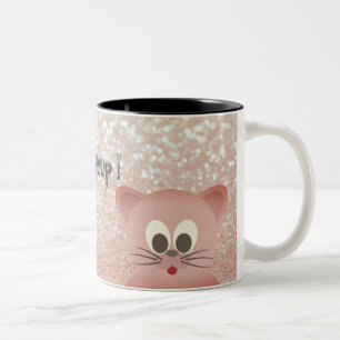 Launische Katze Glitzern - Aufwachen und Schminken Zweifarbige Tasse