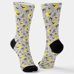 Launische Katze & Hexenhut Halloween Socken