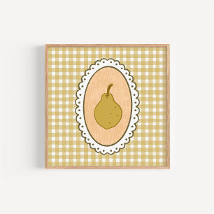 Launische Kokette Birne mit Gingham-Hintergrund Poster