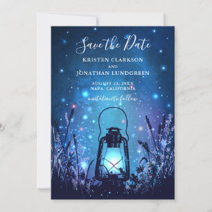 Launische Laterne und Glühwürmchen Blau Save-the-D Save The Date