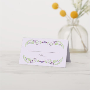Launische lila-grüne florale Hochzeitskrone Platzkarte