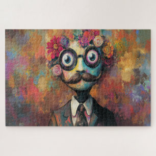 Launische Menschengestalt mit großen Augen und Blu Puzzle