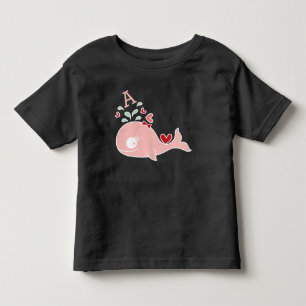 Launische Miss Pink Whale Bow Monogram Baby Mädche Kleinkind T-shirt