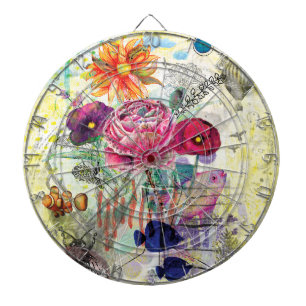 Launische Mixed-Media-Collage-Kunst Dartscheibe