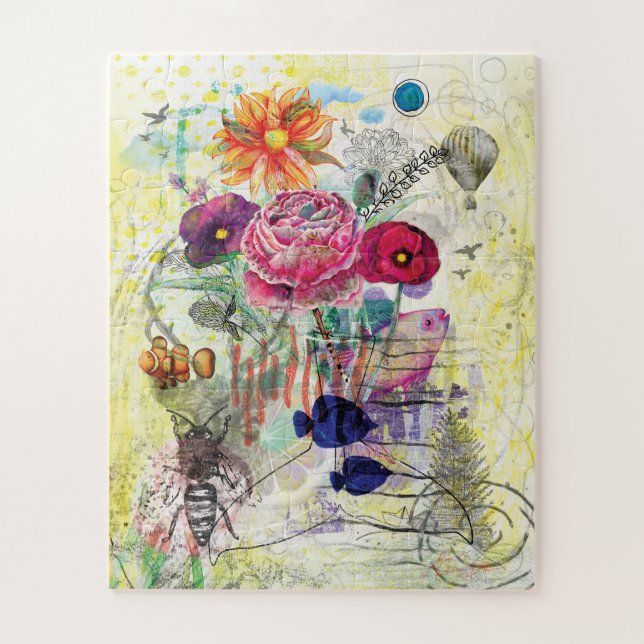 Launische Mixed-Media-Collage-Kunst Puzzle (Vertikal)