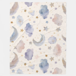 Launische Mond Sterne Wasserfarbe Pastell Fleecedecke