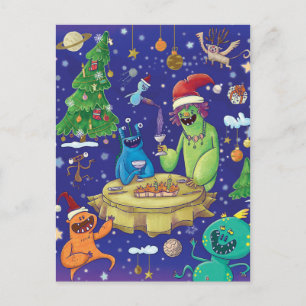 Launische Monster-Illustration/ Feiertagspostkarte