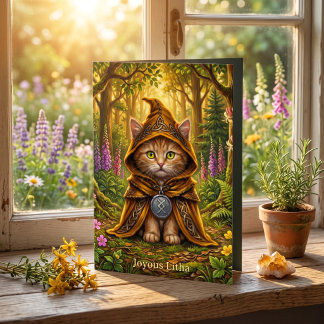 Launische Orange Tabby Katze Litha Sommersonnenwen Karte