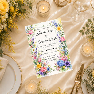 Launische Pastell-Garten-Blumenhochzeit Einladung