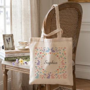 Launische Pastell-Hasen-Blumenkranz-Persönlich  Tragetasche