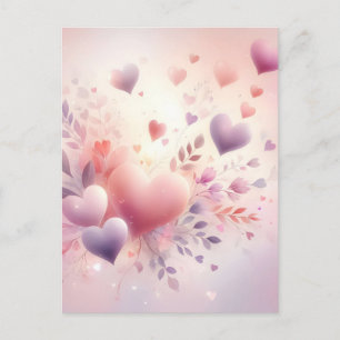 Launische Pastellherzen Romantische Blumenliebe Feiertagspostkarte