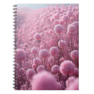 Launische Pastellrosa Pom-Pom-Blumenfeld-Träume Notizblock