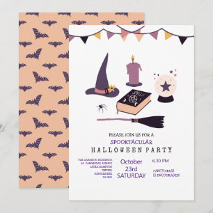 Launische pfirsichfarbene Hexenthemen Einladung