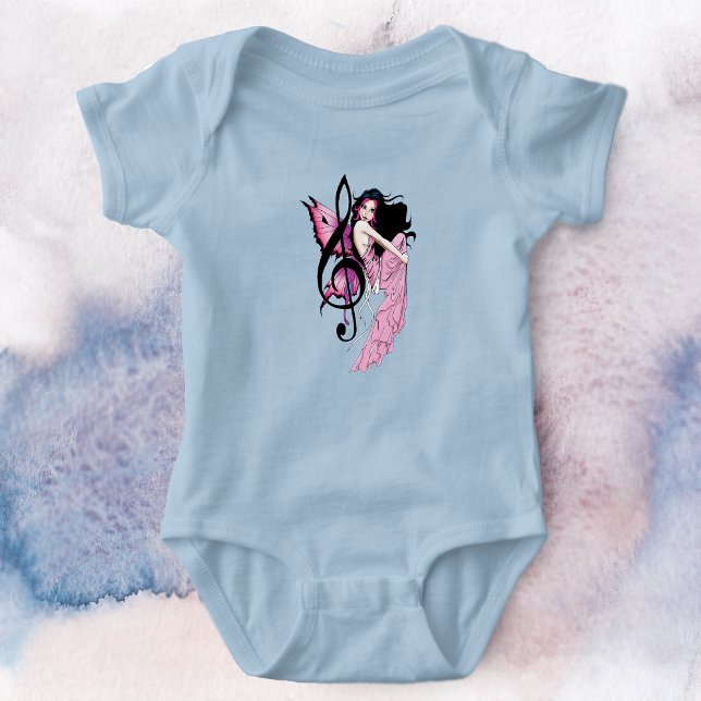 Launische Pinke Fee Blaue Fantasie Musiknote Baby Strampler (Von Creator hochgeladen)