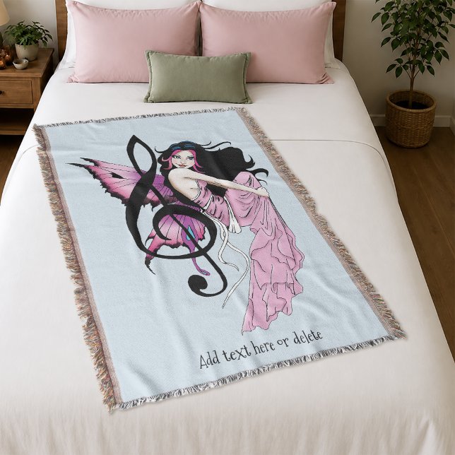 Launische Pinke Fee Blaue Fantasie Musiknote Decke (Von Creator hochgeladen)