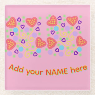 Launische Pointillismus-Herzballons mit Konfetti Glasuntersetzer