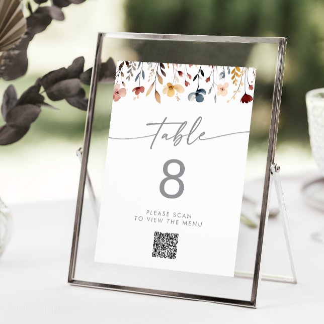Launische QR-Code-Tischnummern mit Wildblumen Einladung (Von Creator hochgeladen)