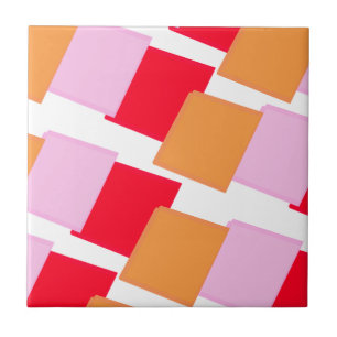 Launische Quadrate Rot Orange Pink Fliese