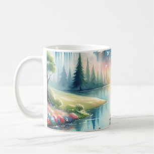Launische Regenbogen-Erde Fantasy-Szene Kaffeetasse