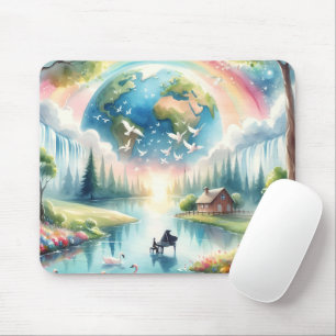 Launische Regenbogen-Erde Fantasy-Szene Mousepad