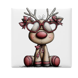 Launische Rentier-Herzen Weihnachtsmagnet Magnet