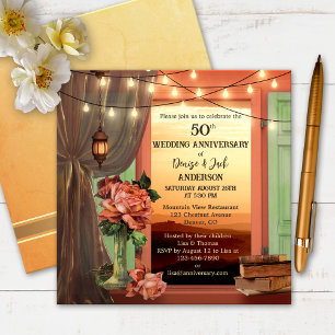Launische romantische Vintage-Hochzeit-Jubiläum Einladung