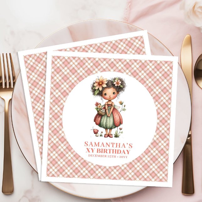 Launische Rosa Feen-6.-Geburtstagsfeier Serviette (Whimsical Blush Pink Fairy 6th Birthday Party Napkins)