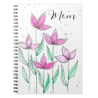 Launische rosa Wasserfarben-Blumen Notizblock
