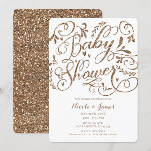Launische Rose-Gold Glitter-Lettering-Baby-Party Einladung