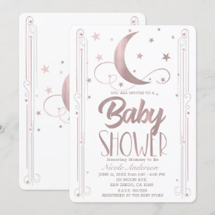 Launische Rose Gold Rosa Mond Sterne Baby Shower Einladung