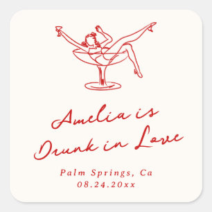 Launische Rot Handgemalte Junggesellinnenparty Quadratischer Aufkleber