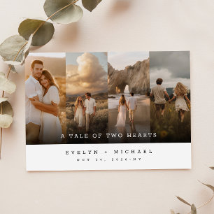 Launische Rustikale Collage-Foto-Hochzeit Einladung