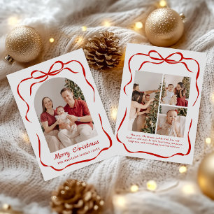 Launische Schleife Weihnachtsfoto Handgezeichnet Feiertagskarte