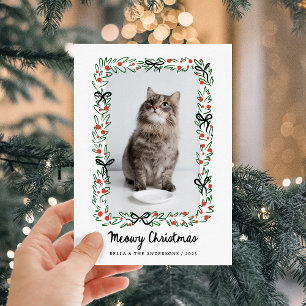 Launische Schleifen Fröhliche Meowy-Weihnachten Feiertagskarte