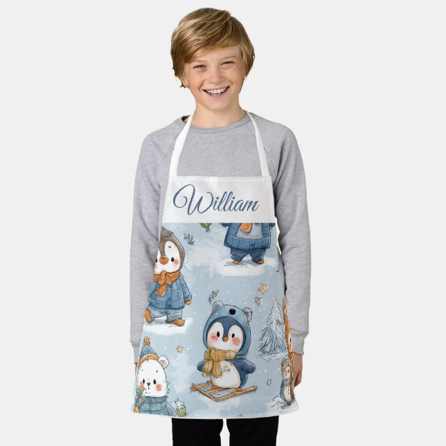 Launische Schlittschuhlauf-Pinguine Kinder-Schürze Schürze (Getragen)