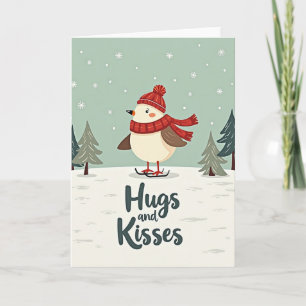 Launische Schlittschuhlaufende Vogel-Weihnachtskar Karte