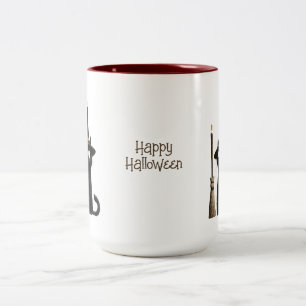 Launische schwarze Katze Frohes Halloween Zweifarbige Tasse