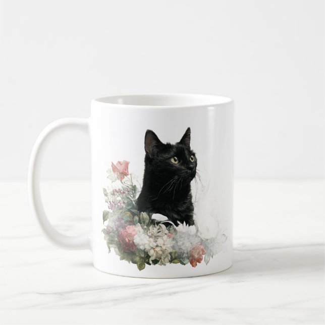 Launische schwarze Katze Kaffeetasse (Links)