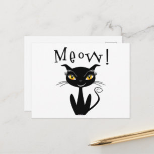 Launische schwarze Katze Mau! Feiertagspostkarte