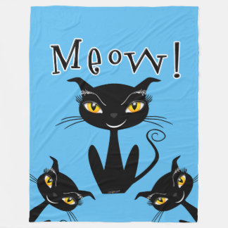 Launische schwarze Katze Miauen! Fleecedecke