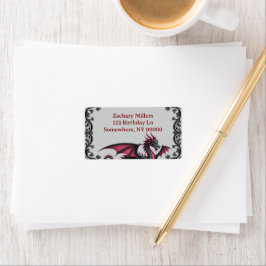 Launische Schwarze Rote Drache Damast Sweet 16 Par Adressaufkleber