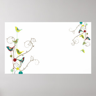 Launische Sommer-Vögel Wirbel Moderne Natur Reben Poster
