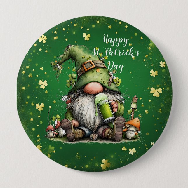 Launische St. Patrick's Day Gnom-Feier Button (Vorderseite)