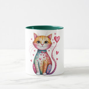 Launische und herzliche Katze mit Herzen Tasse