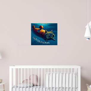 LAUNISCHE UNTERWASSER-FANTASY-KATZEN-WANDKUNST-POS POSTER