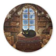 Launische Vintage-Dachboden-Schwarze Katze